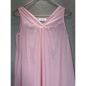 Vintage Vanity Fair pink Night Gown Slip Silky Chemise USA Made Womens‎ Size S